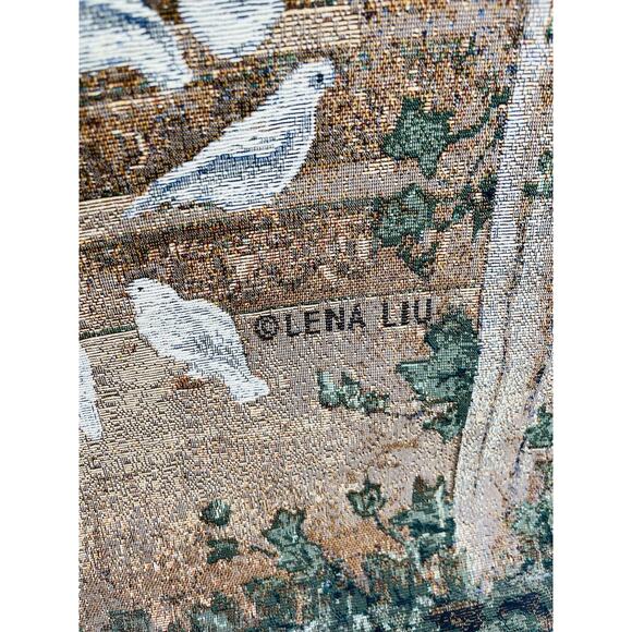 VTG Lena Liu Angel of Light Religious Wall Art Hanging Tapestry Wooden Rod Decor - Picture 3 of 8